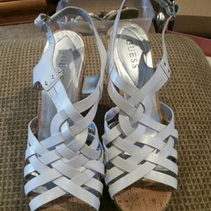 Guess White leather strapped shoe